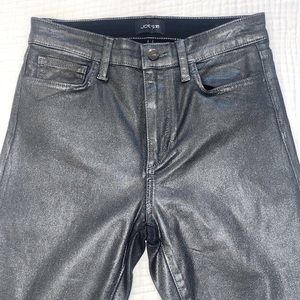 Joe’s Jeans The Charlie High Rise Skinny Coated Jeans in Gunmetal Sparkle